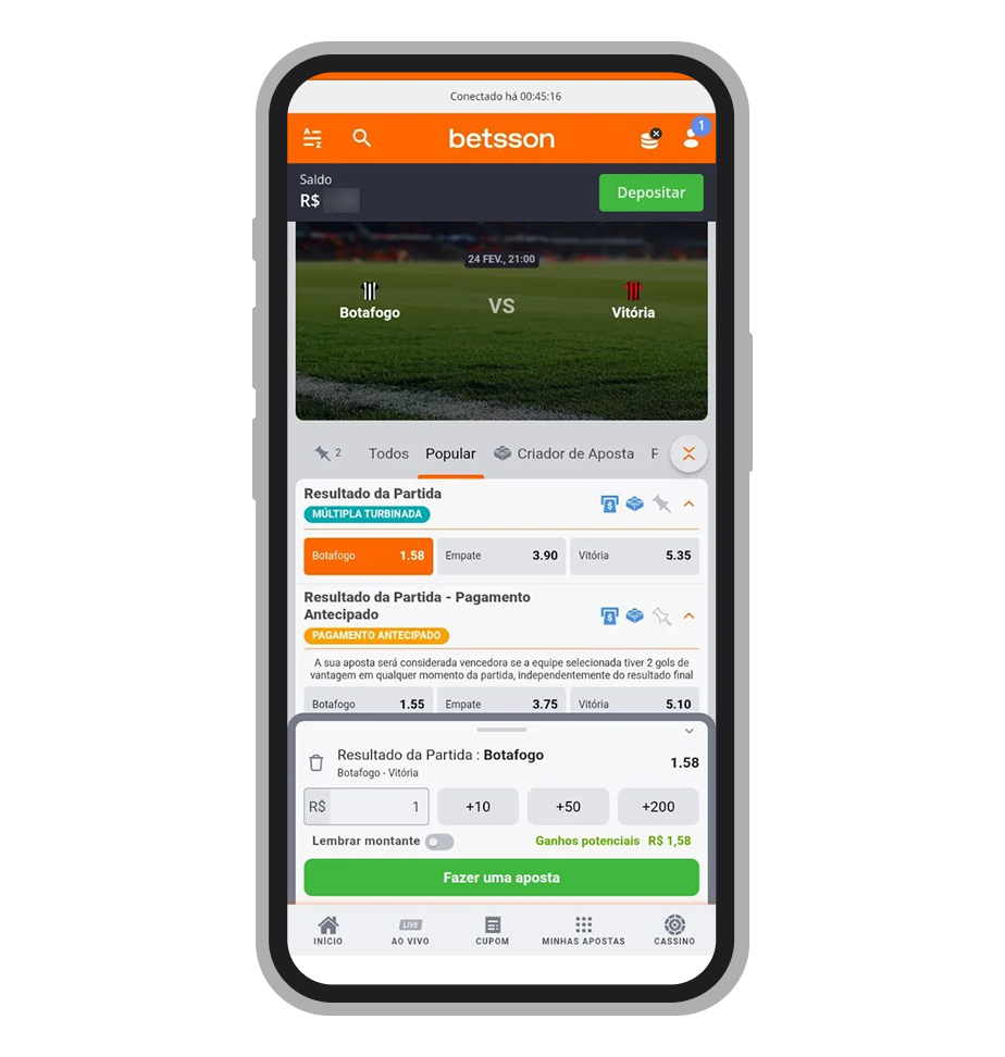 Ao escolher o resultado clique nele, insira o valor de aposta e confirme 