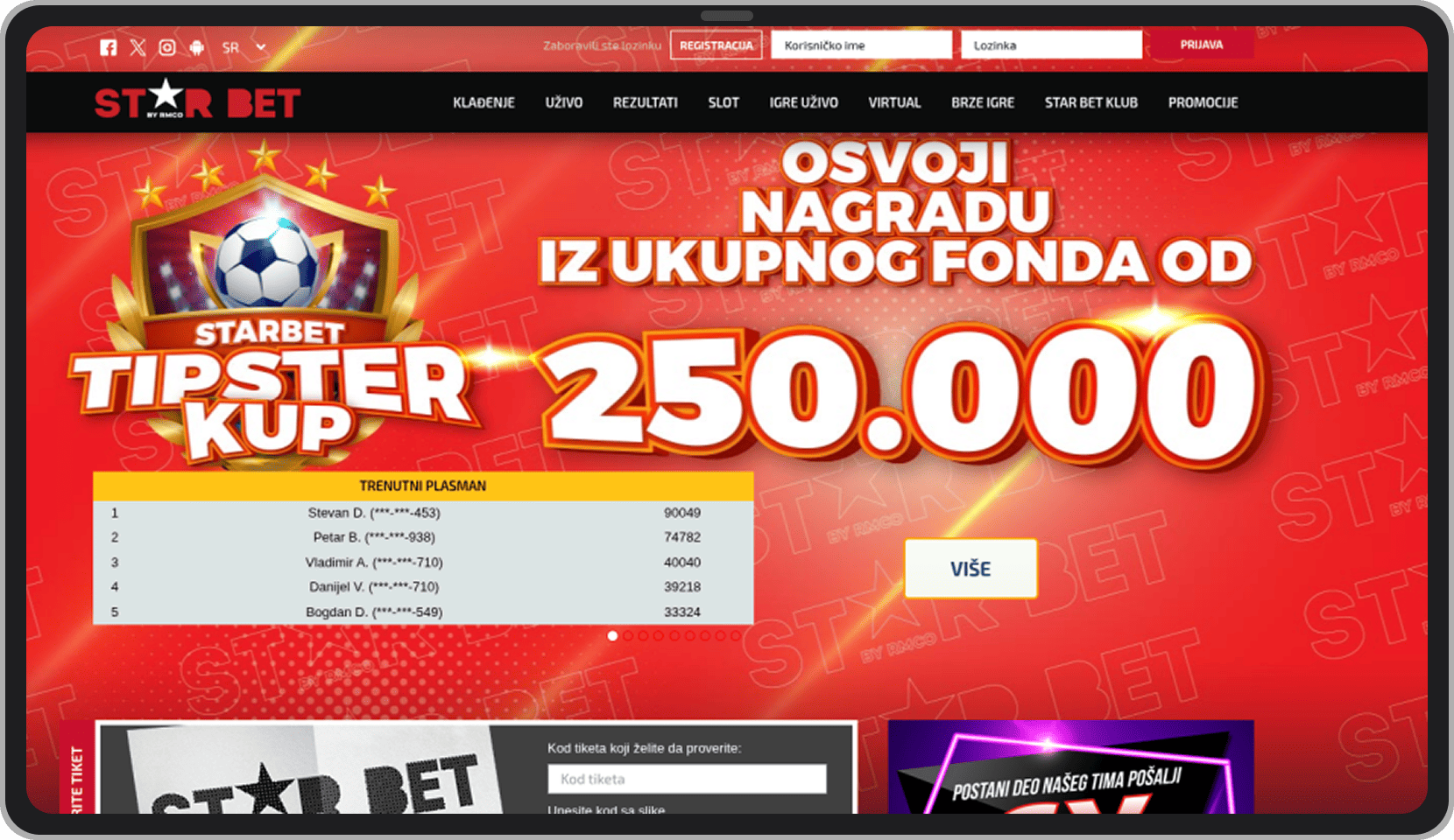 Star Bet prijava naloga