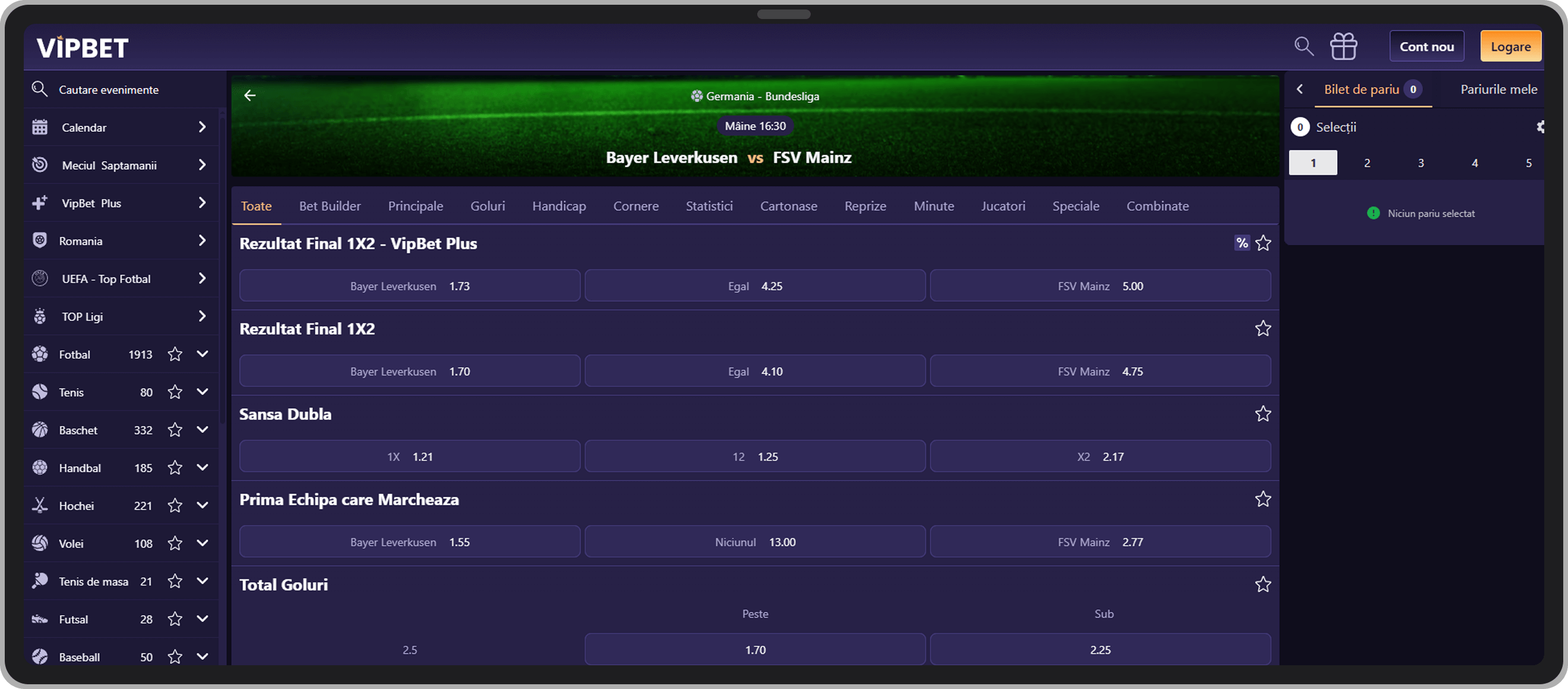 VipBet Football odds