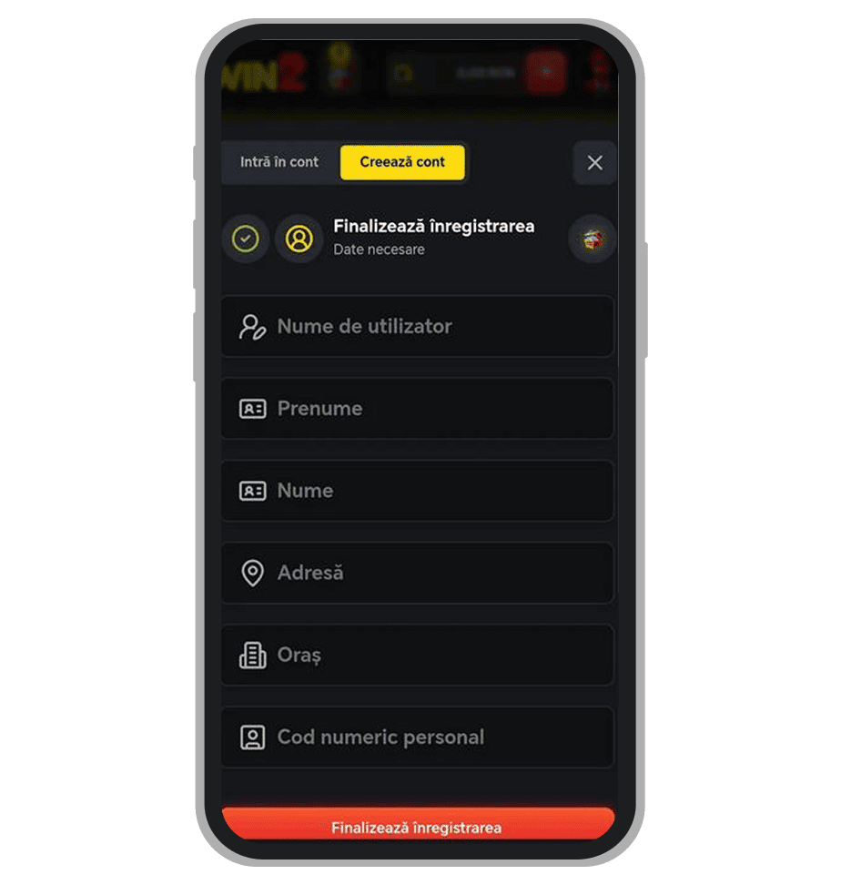 Formular înregistrare (a doua parte)