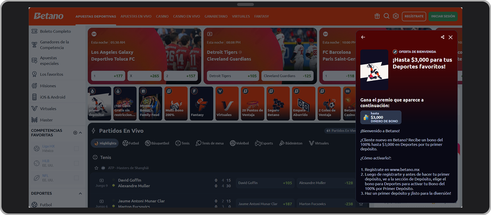 Bono de bienvenida. Betano