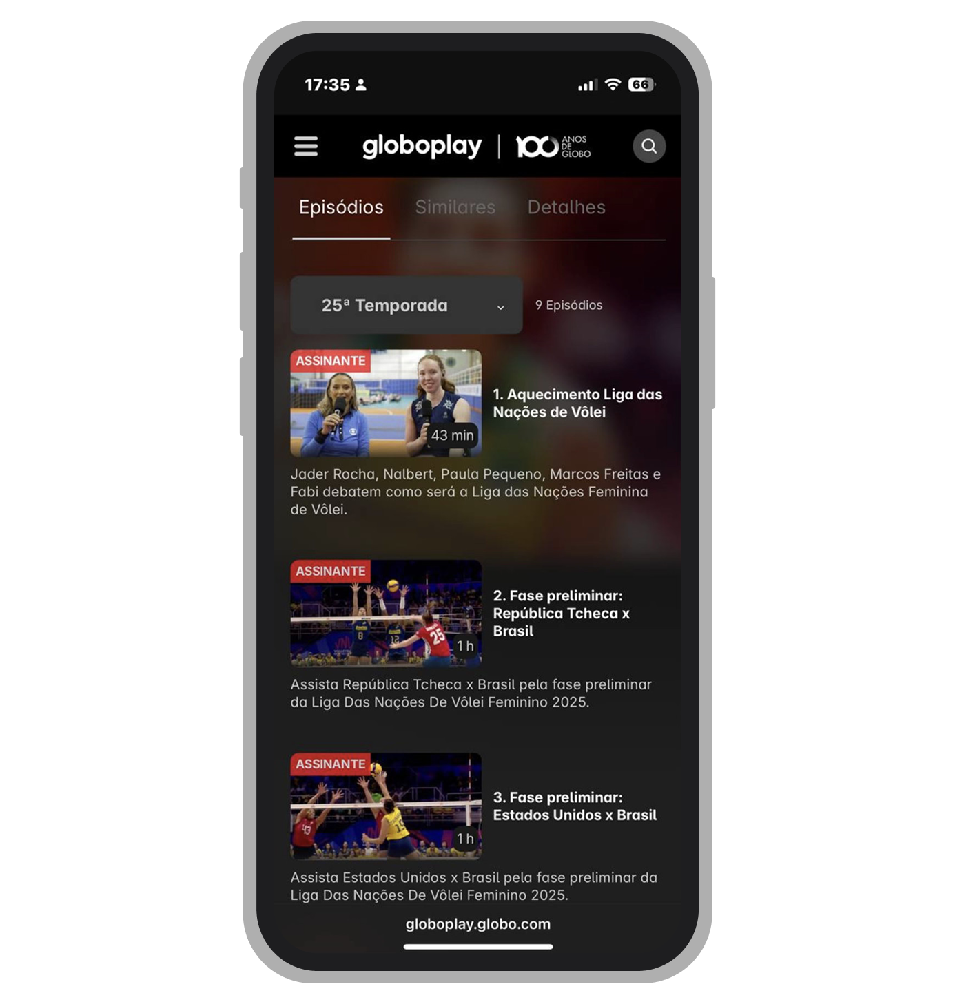 Liga das Nações na Globoplay