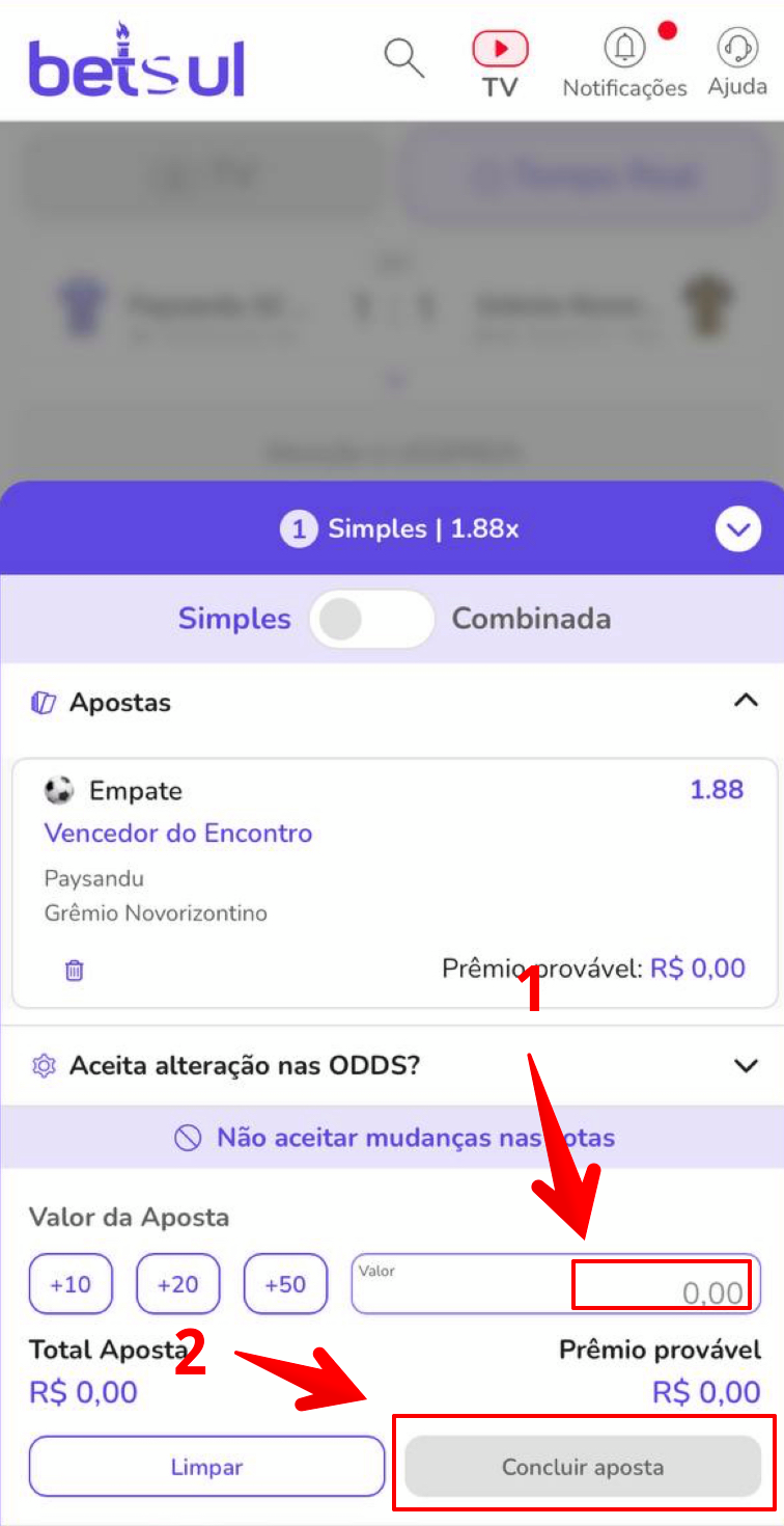 Confirm sua aposta na plataforma Betsul