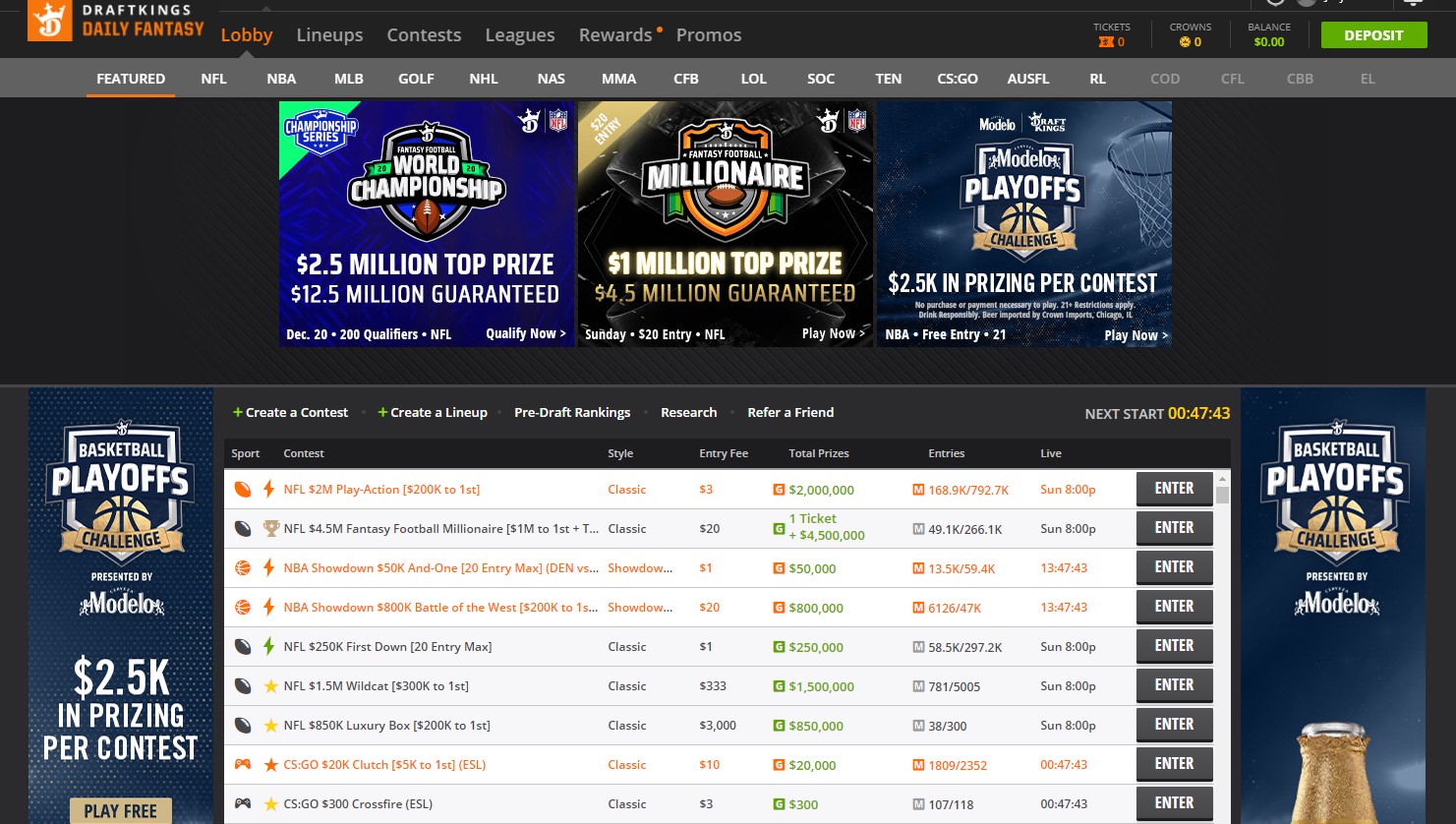 DraftKings Fantasy Sports: Picks and Strategies on Football, Basketball,  Golf