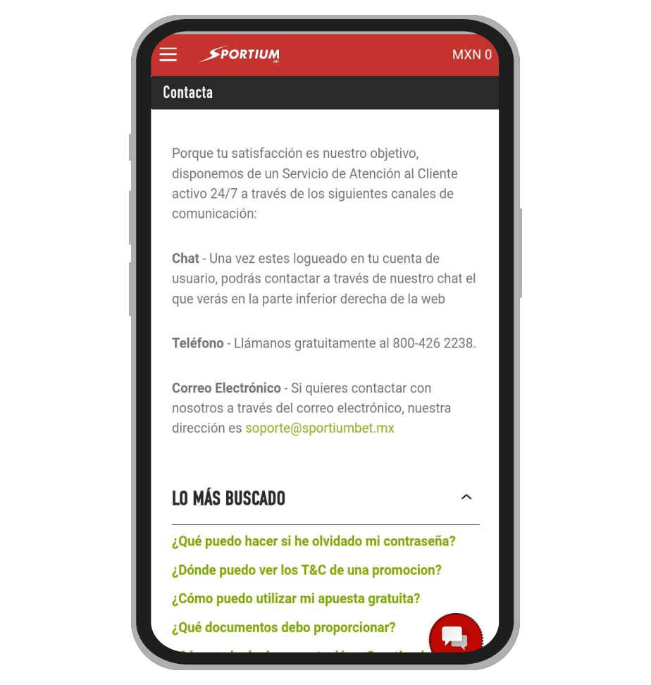 Atención al cliente Sportiumbet