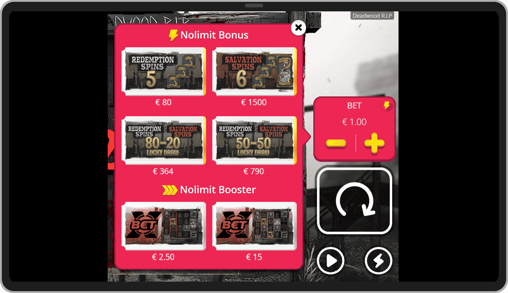 Meniul Cumpărare Bonus