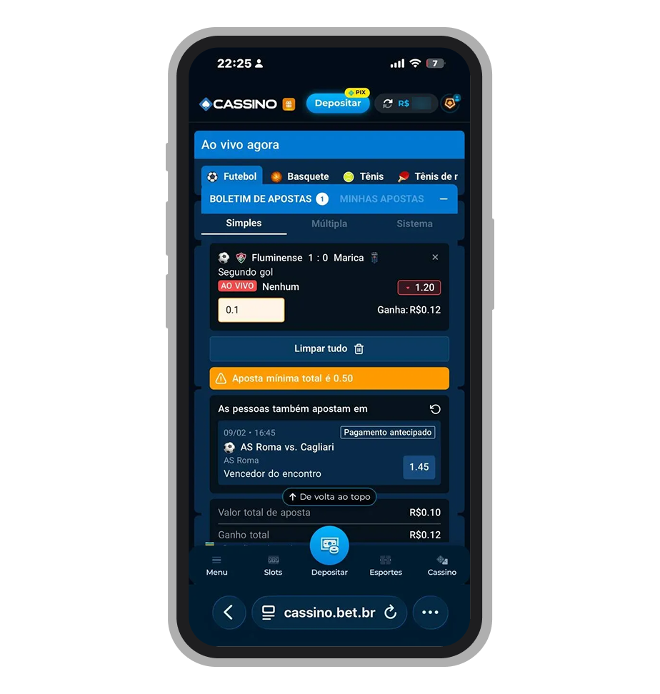 Aposta mínima na Cassino.bet é de R$ 0,5