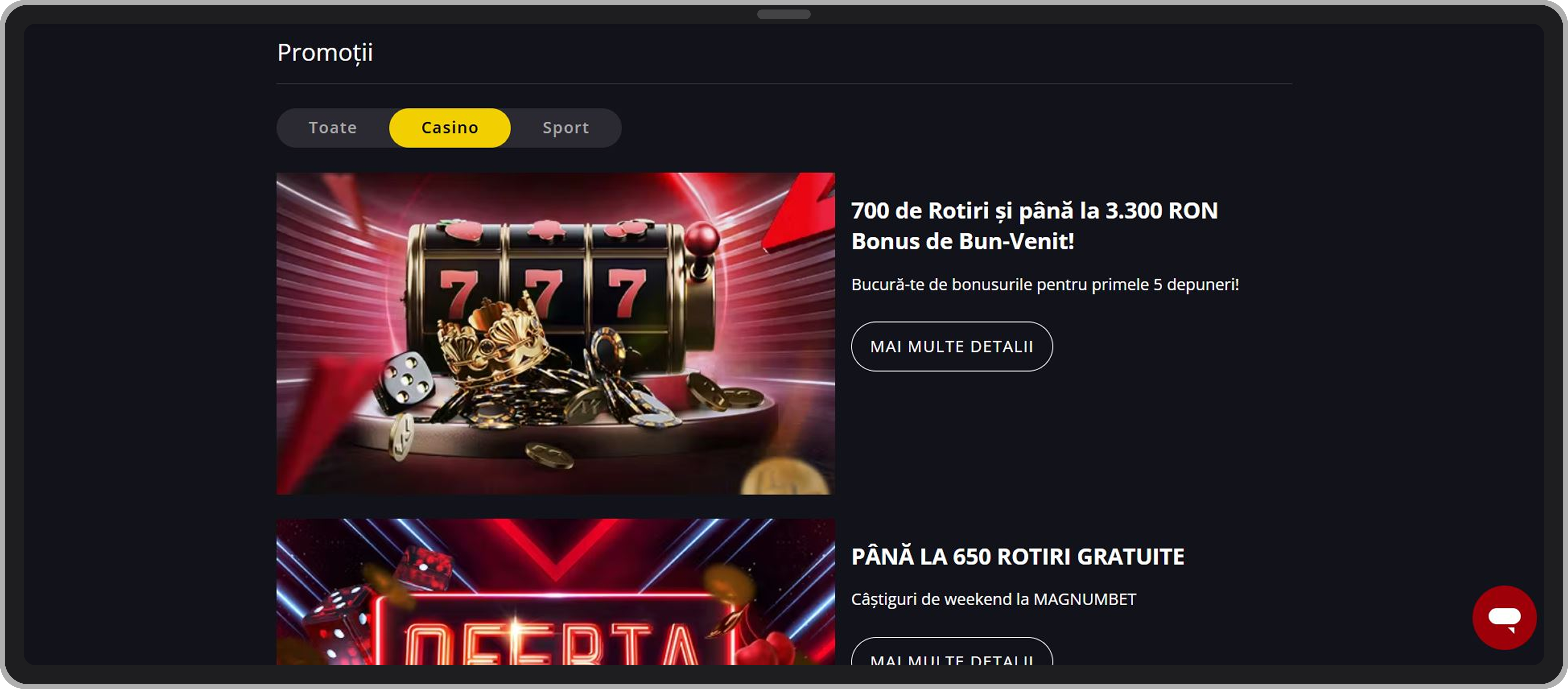 Bonusuri și promoții Magnumbet Casino