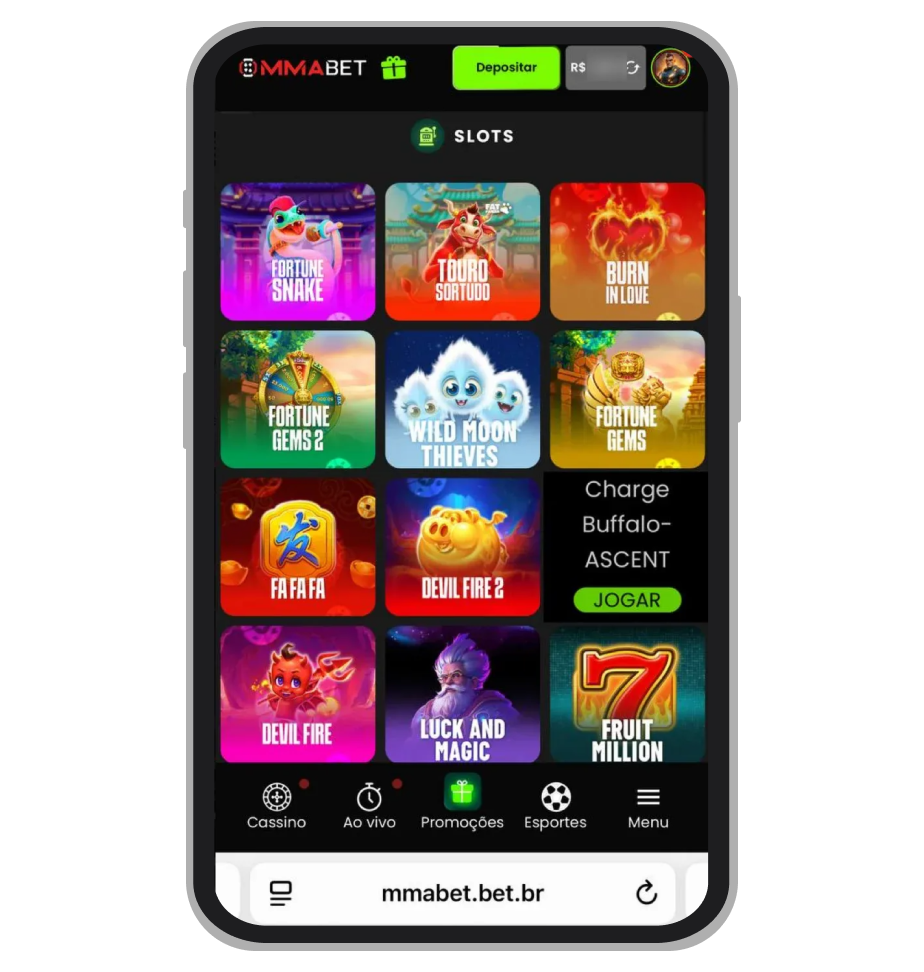 A coleção de slots no site da MMABet