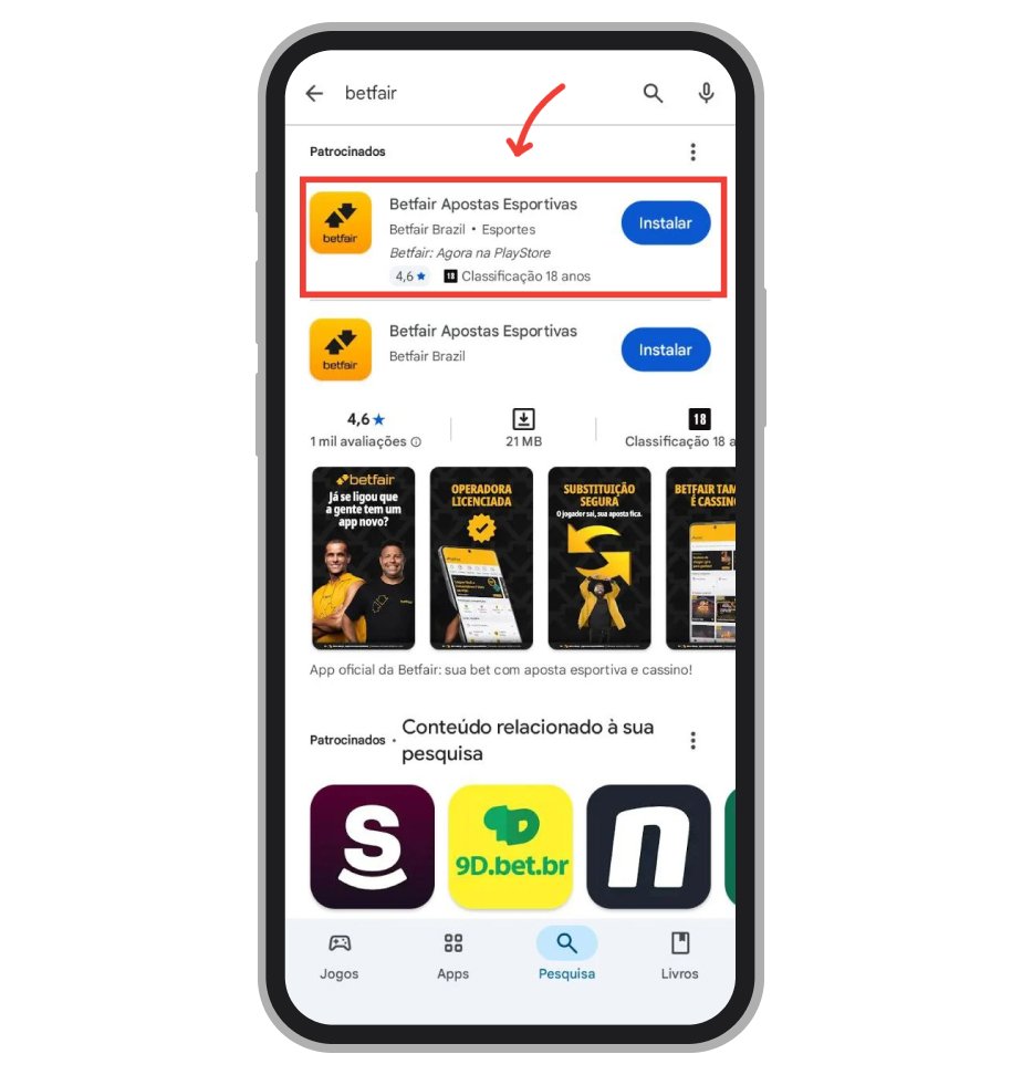 Pequise por nome do cassino na Google Play
