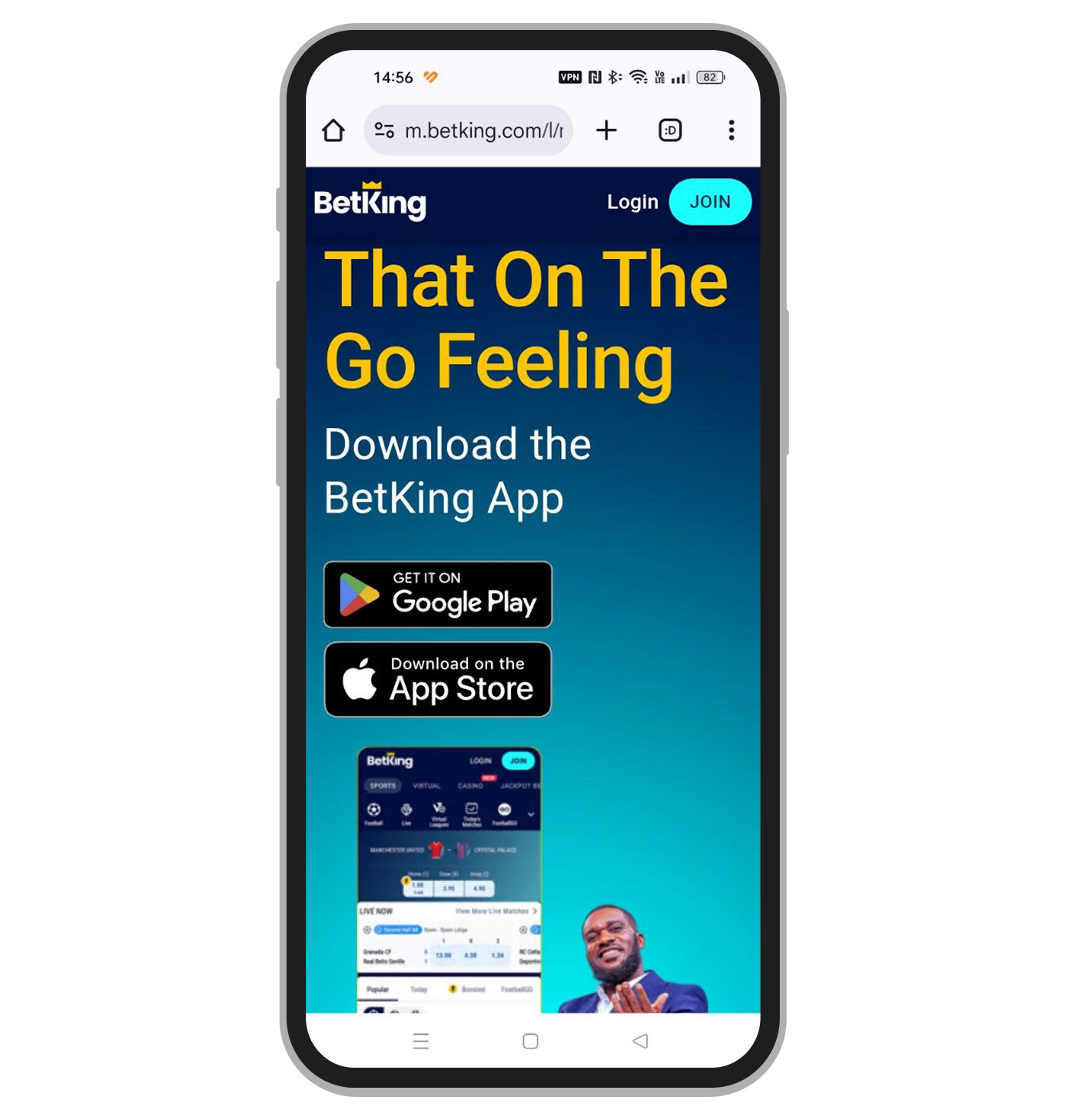 Страница с приложениями букмекера Betking