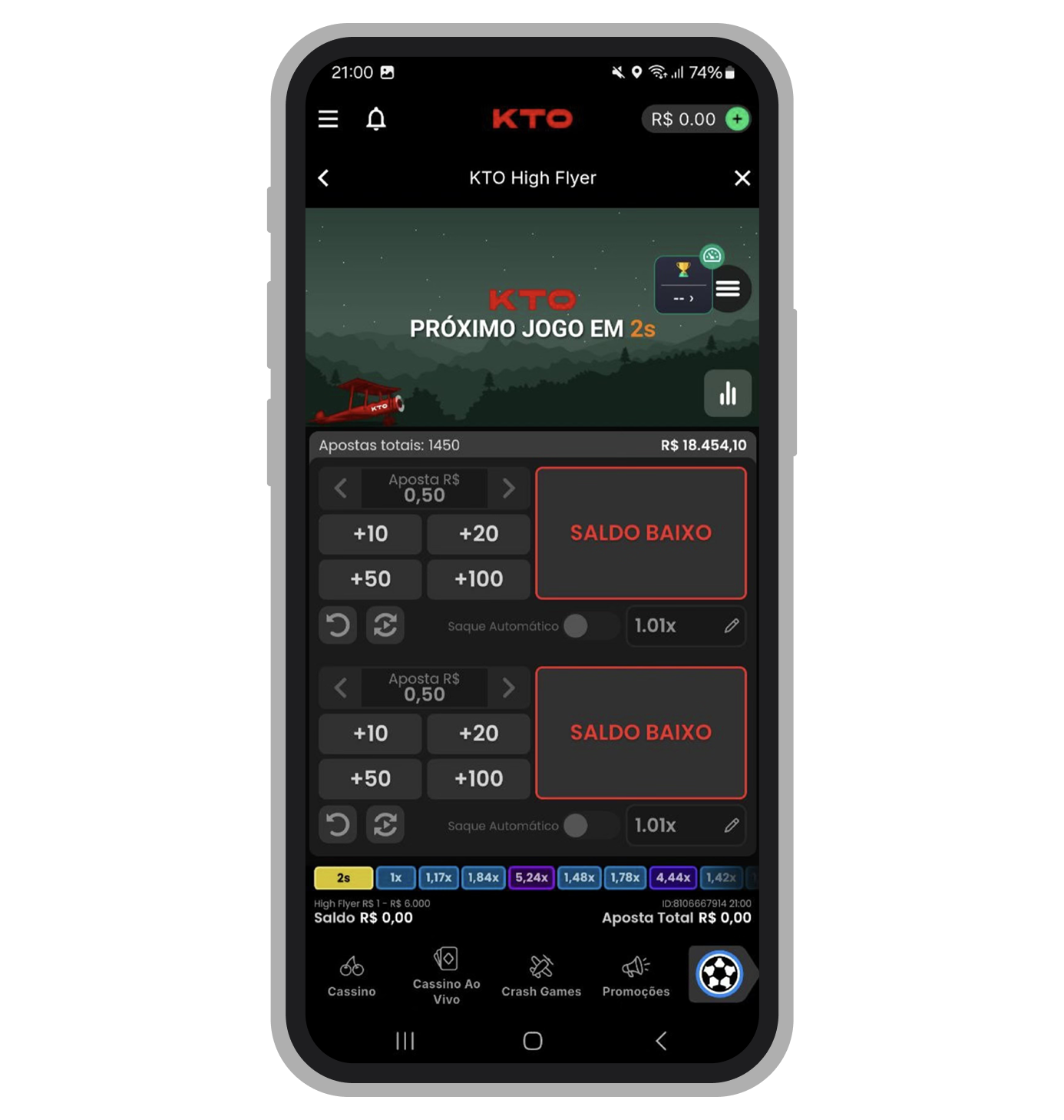 KTO High Flyer — um dos jogos exclusivos da plataforma 