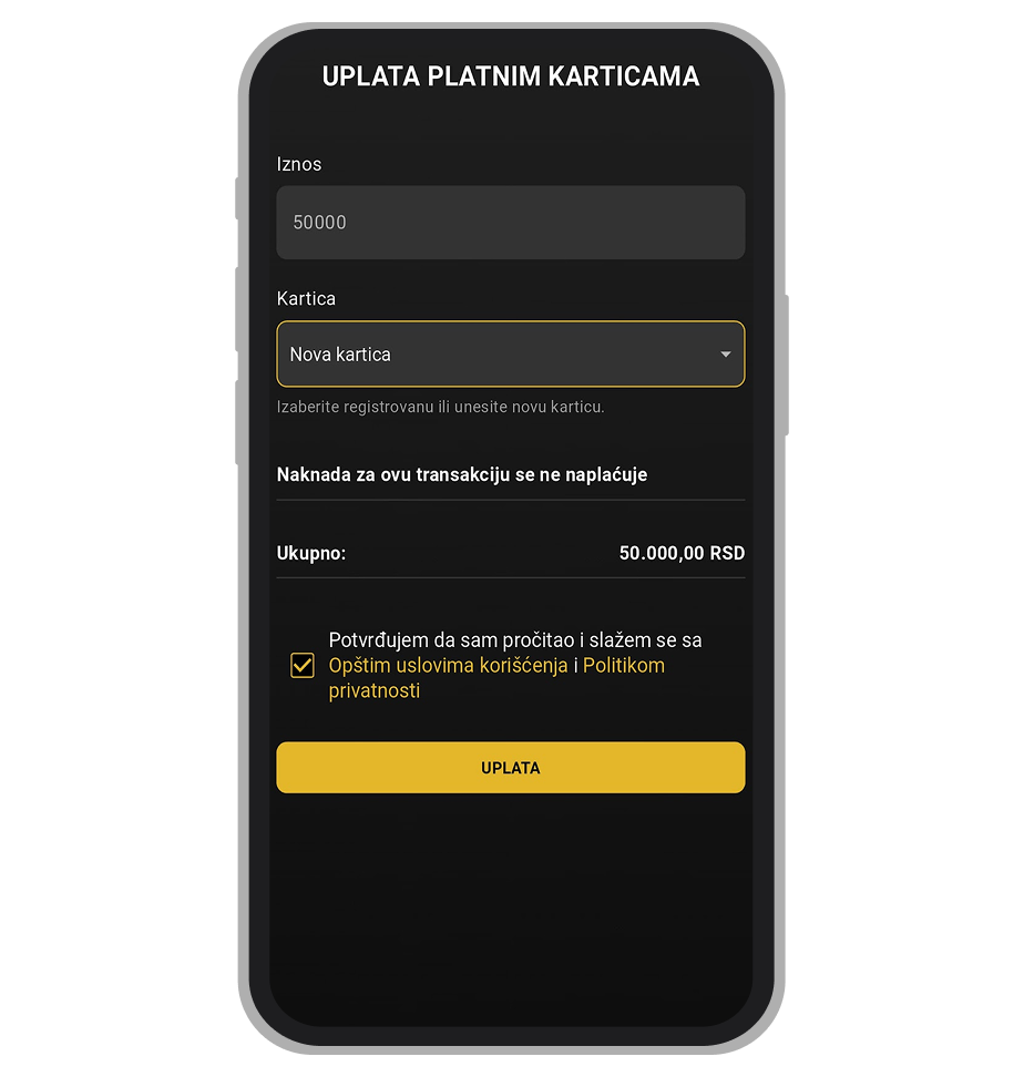 Upisivanje željenog iznosa