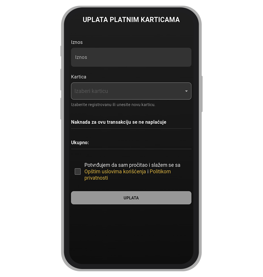 WinnerBet stranica Uplata/Isplata