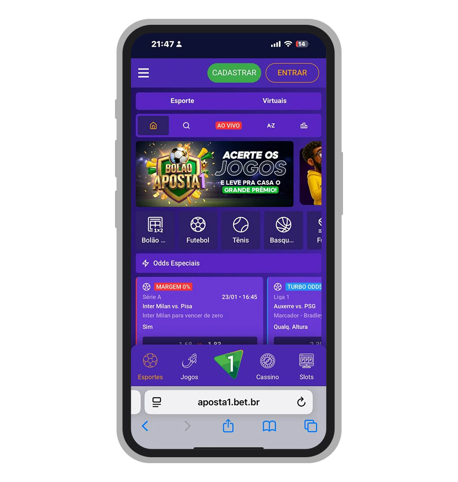 Aposta1 com margem 0% em jogos selecionados