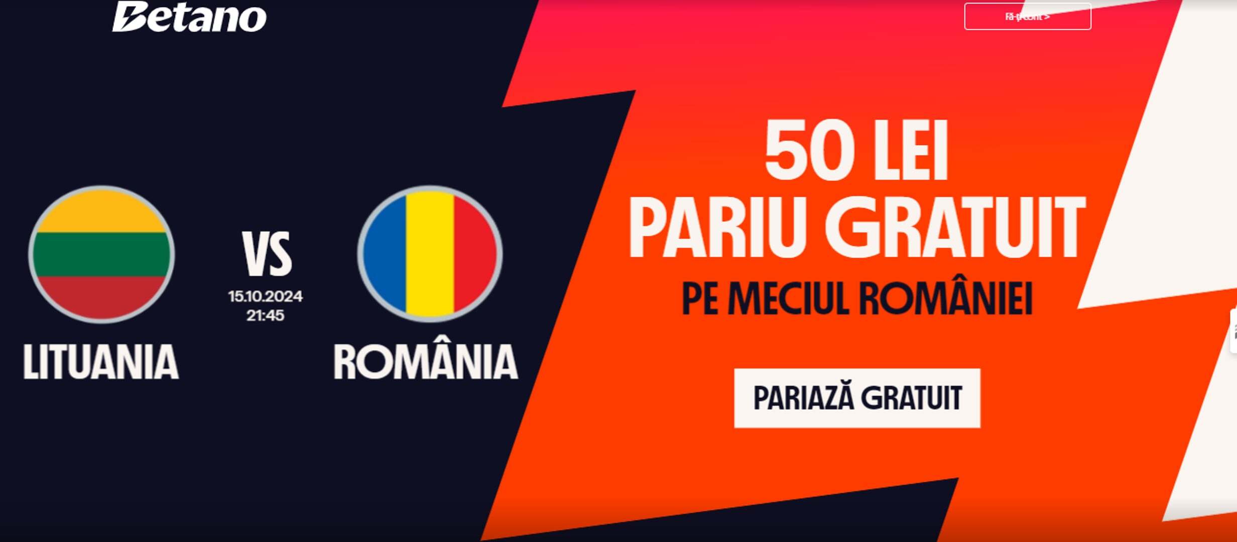 Fără depunere Betano.