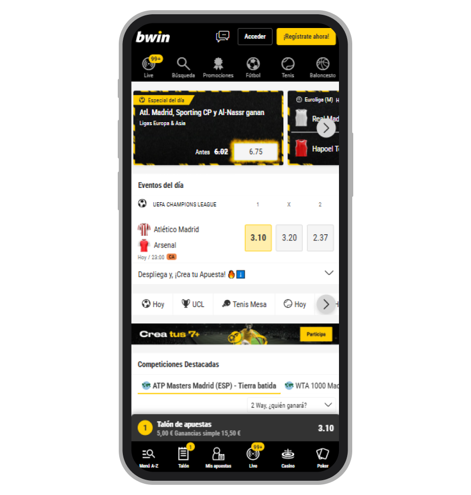 Apuesta deportiva en Bwin