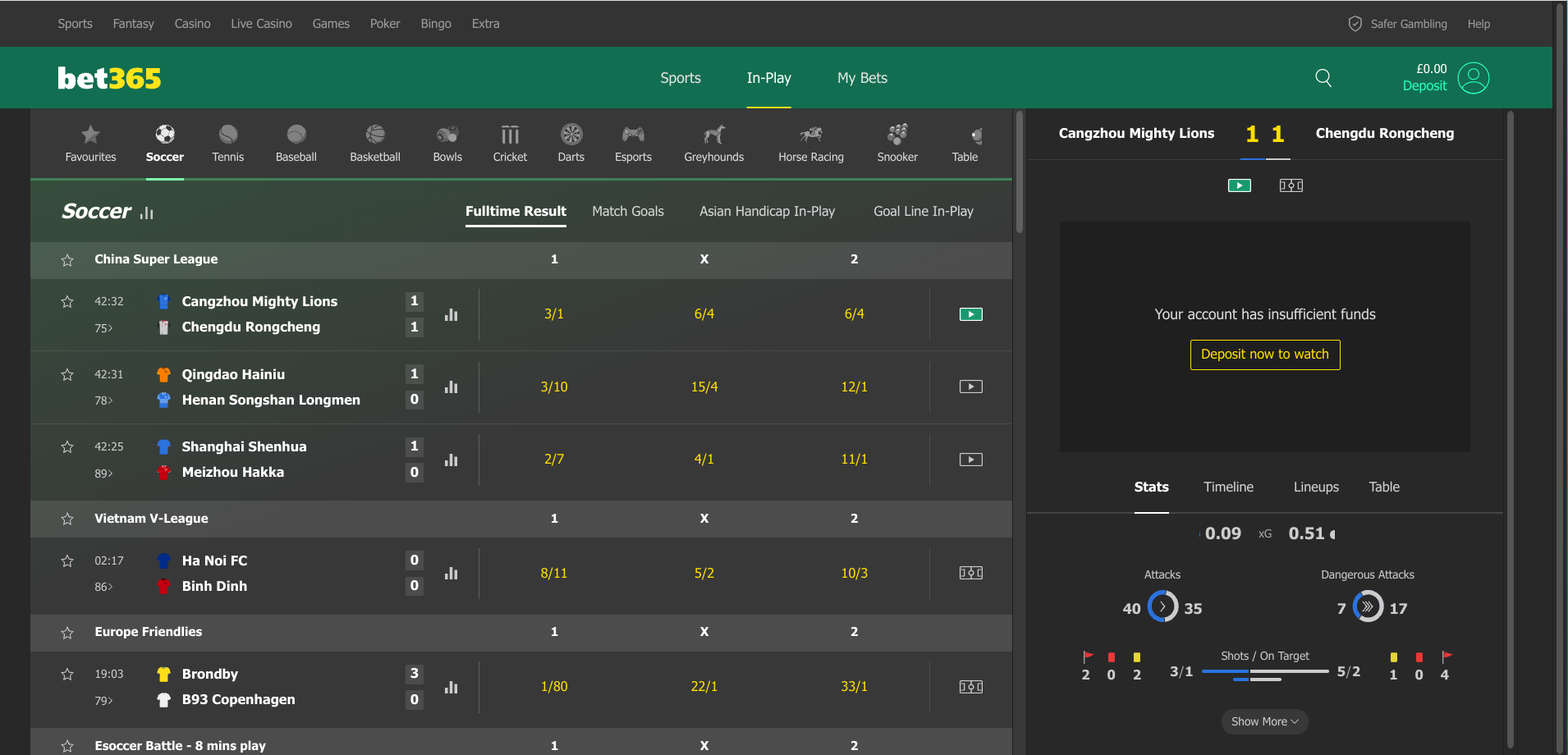 How to place an in play bet at Bet365
