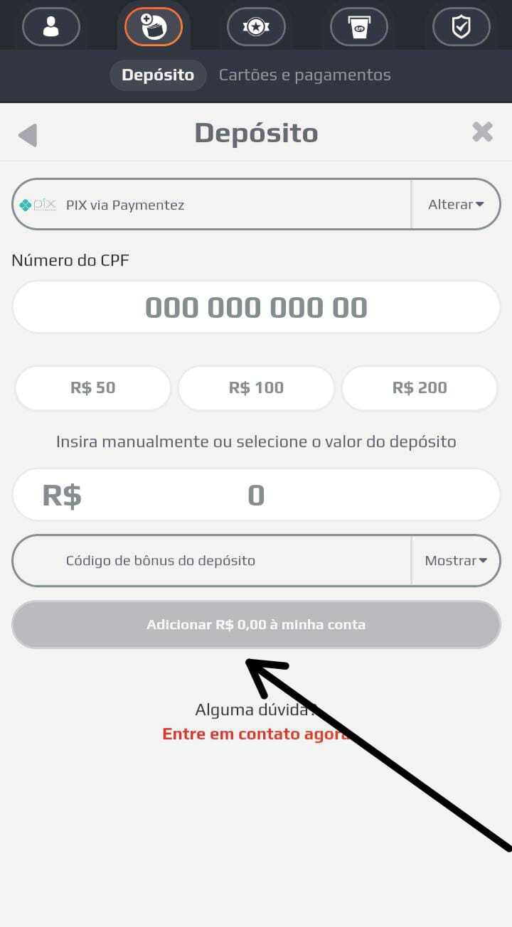 Preenche os dados e informe o valor de pagamento 