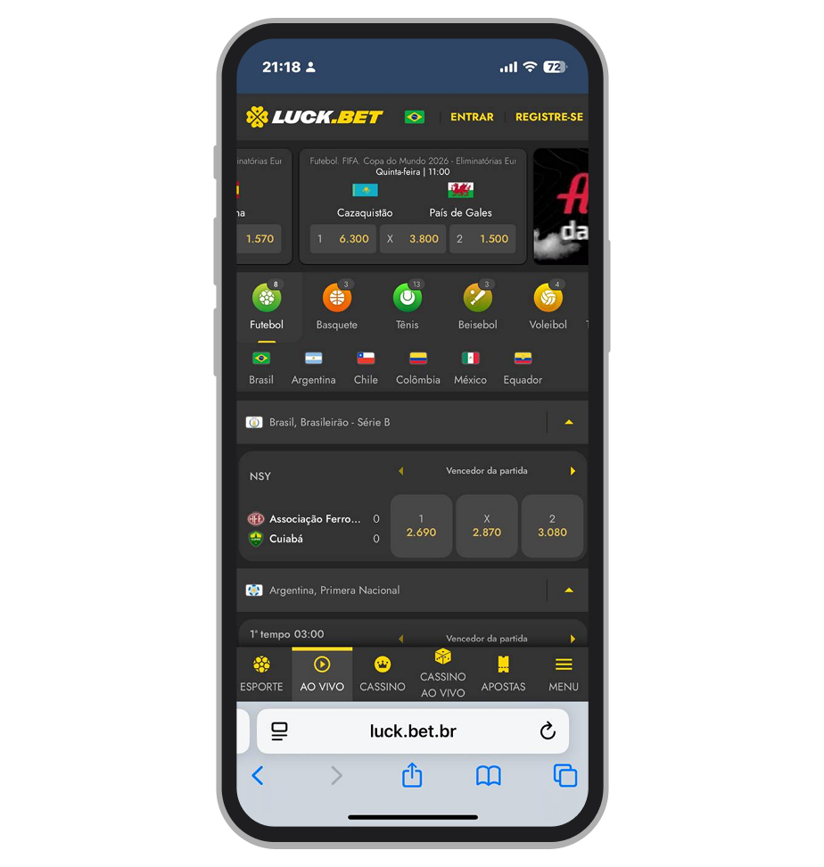 Apostas ao vivo na Luckbet