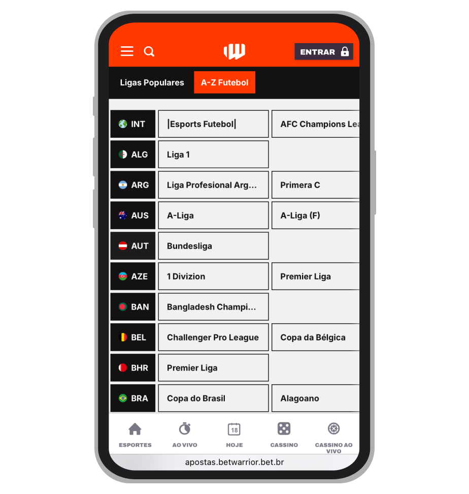 Competições de futebol na BetWarrior