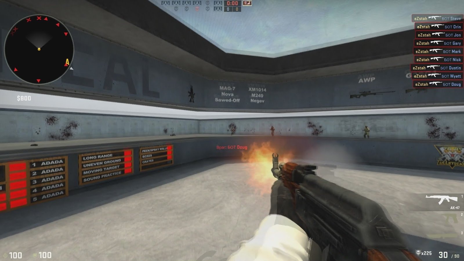 Aim Botz - самая популярная карта для тренировки с ботами