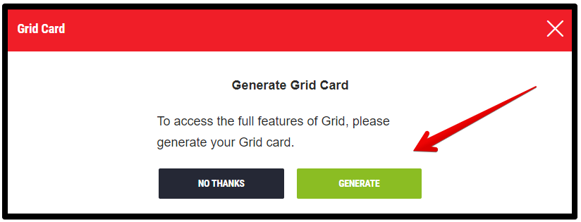 To continue choose to generate a "Ladbrokes The Grid" card