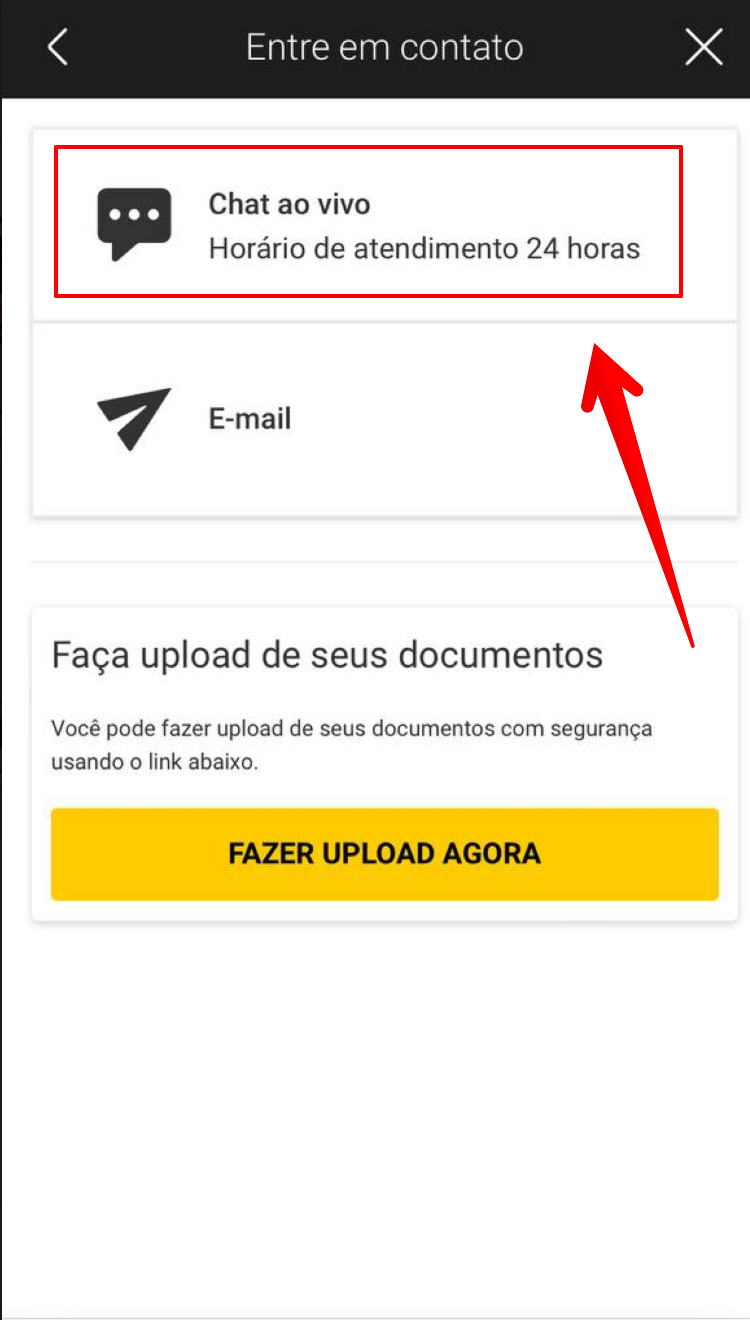 Clique no botão Chat-ao-vivo