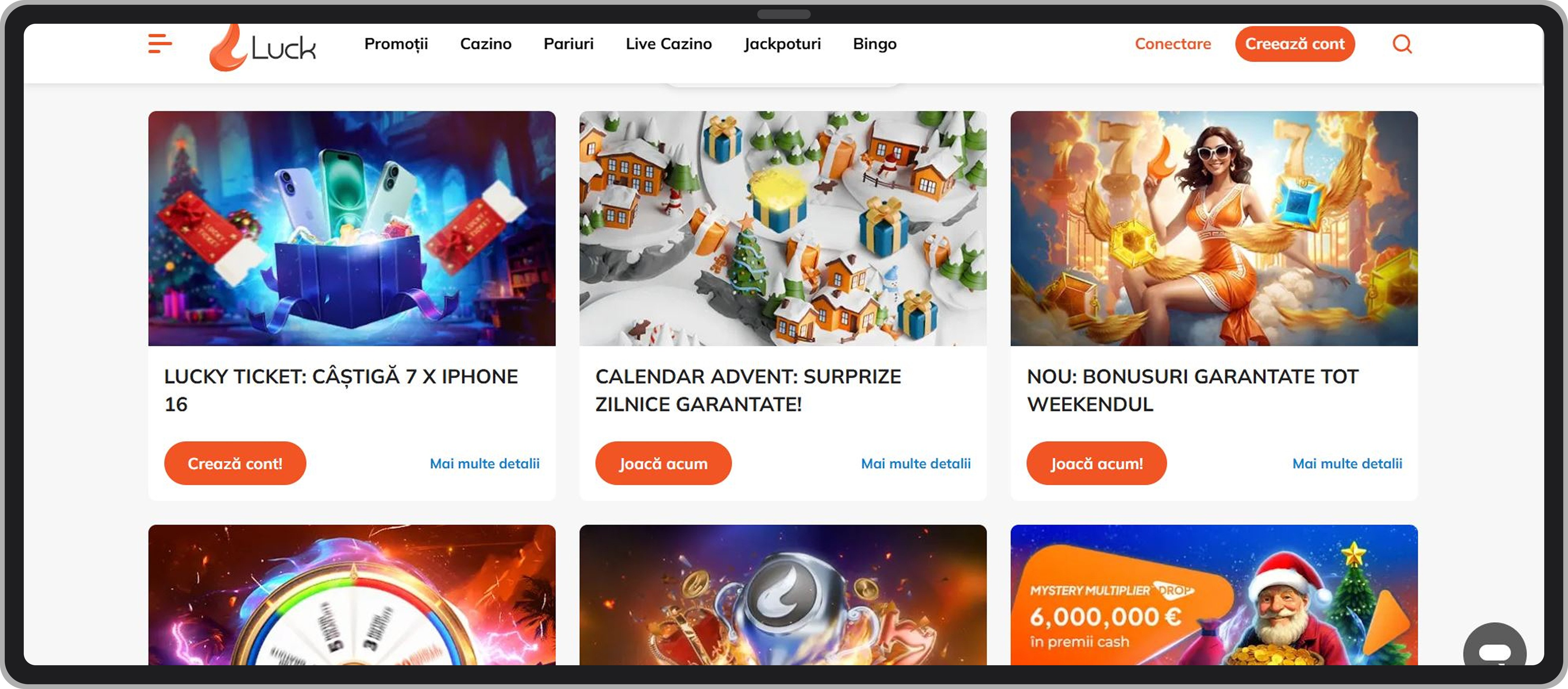 Pagina de promoții Luck Casino