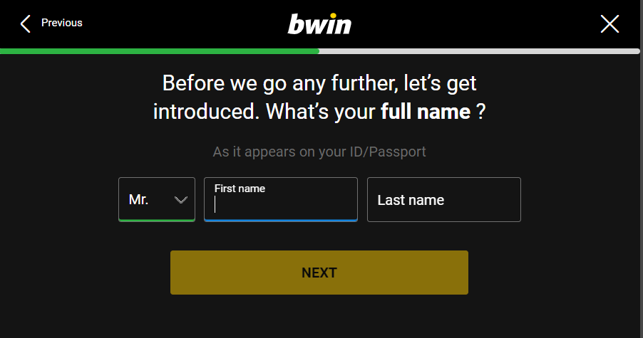 Enter your first and last name