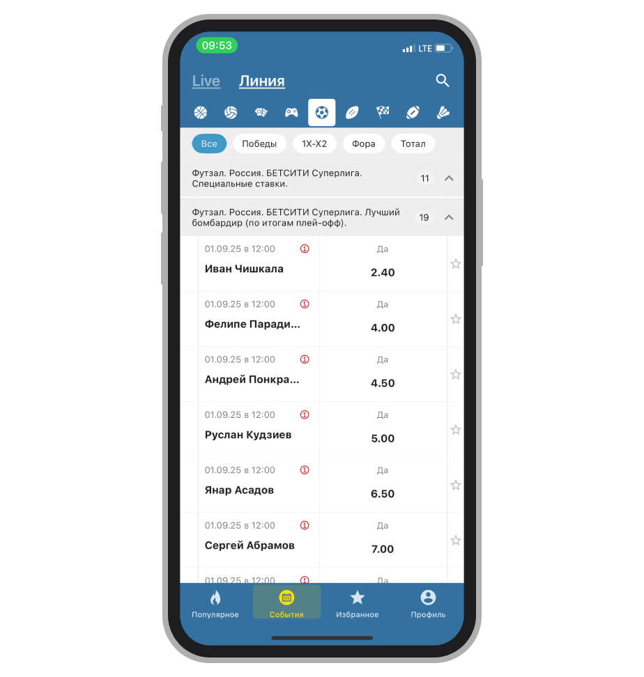 Ставка на лучшего бомбардира в «Бетсити»