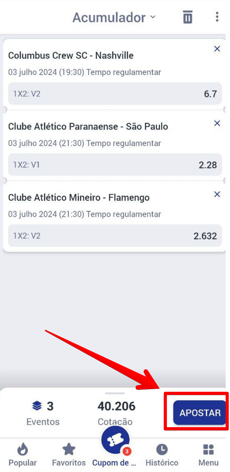 Confirmação de aposta na plataforma SapphireBet 