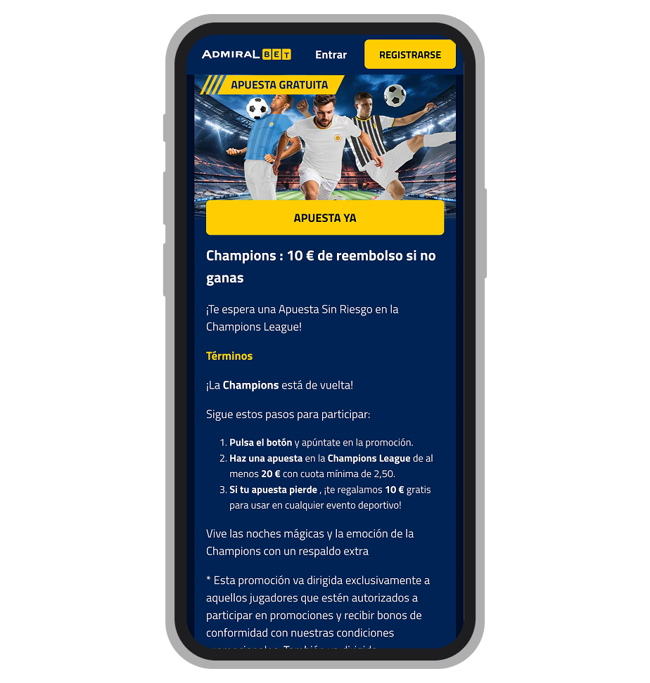 Apuesta sin riesgo de 10€ en la UEFA Champions League