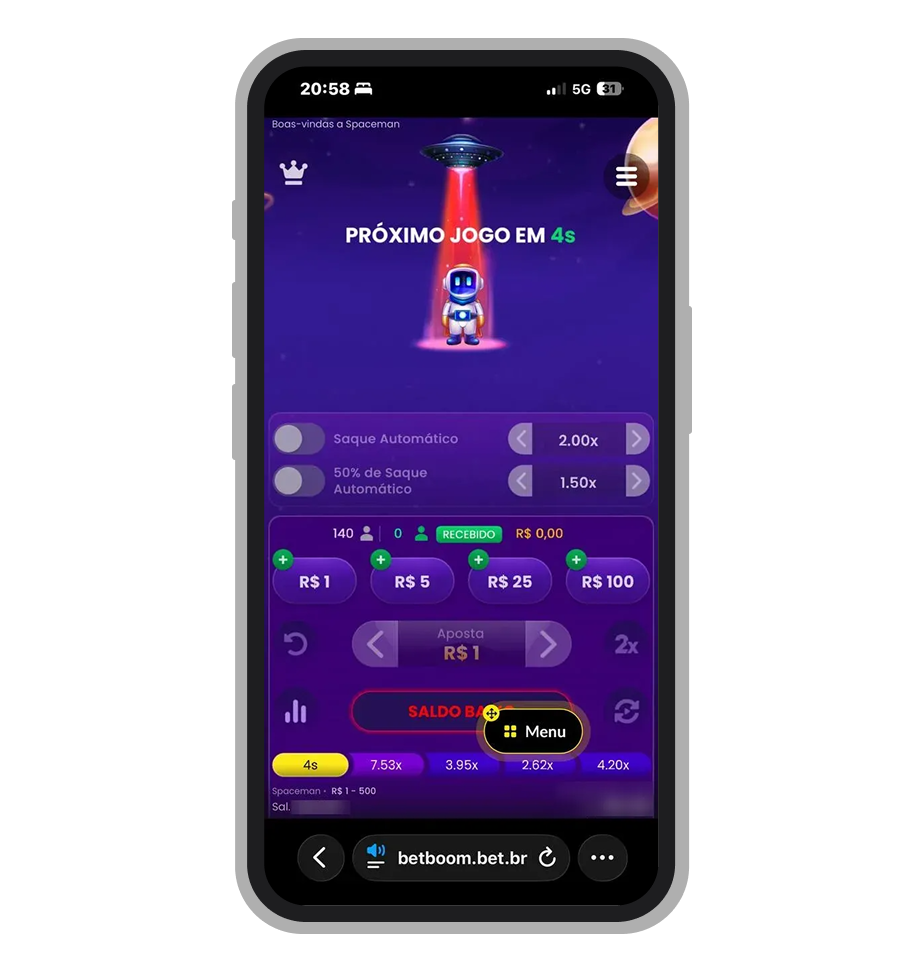 Jogo de Spaceman na BetBoom