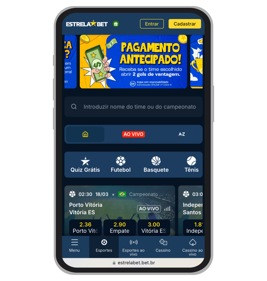 Seção de apostas esportivas