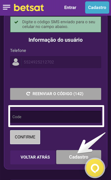 Valide o número de telefone para concluir a inscrição