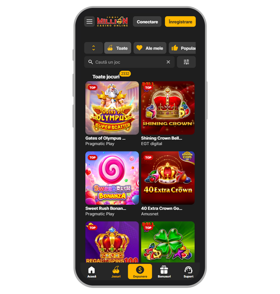 Oferta de jocuri Million Casino