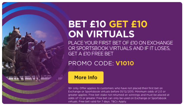 BETDAQ Virtuals Bonus: Bet £10 to unlock Free bet.
