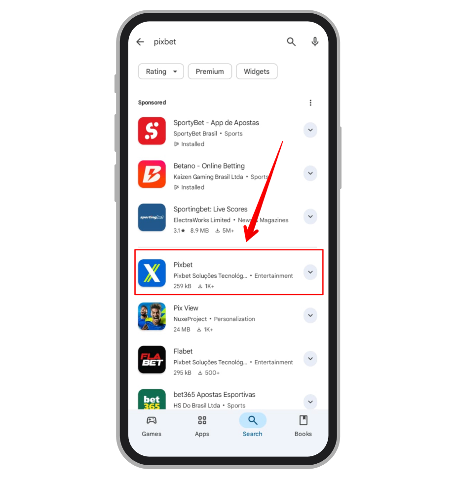 Busca Pixbet na Play Store