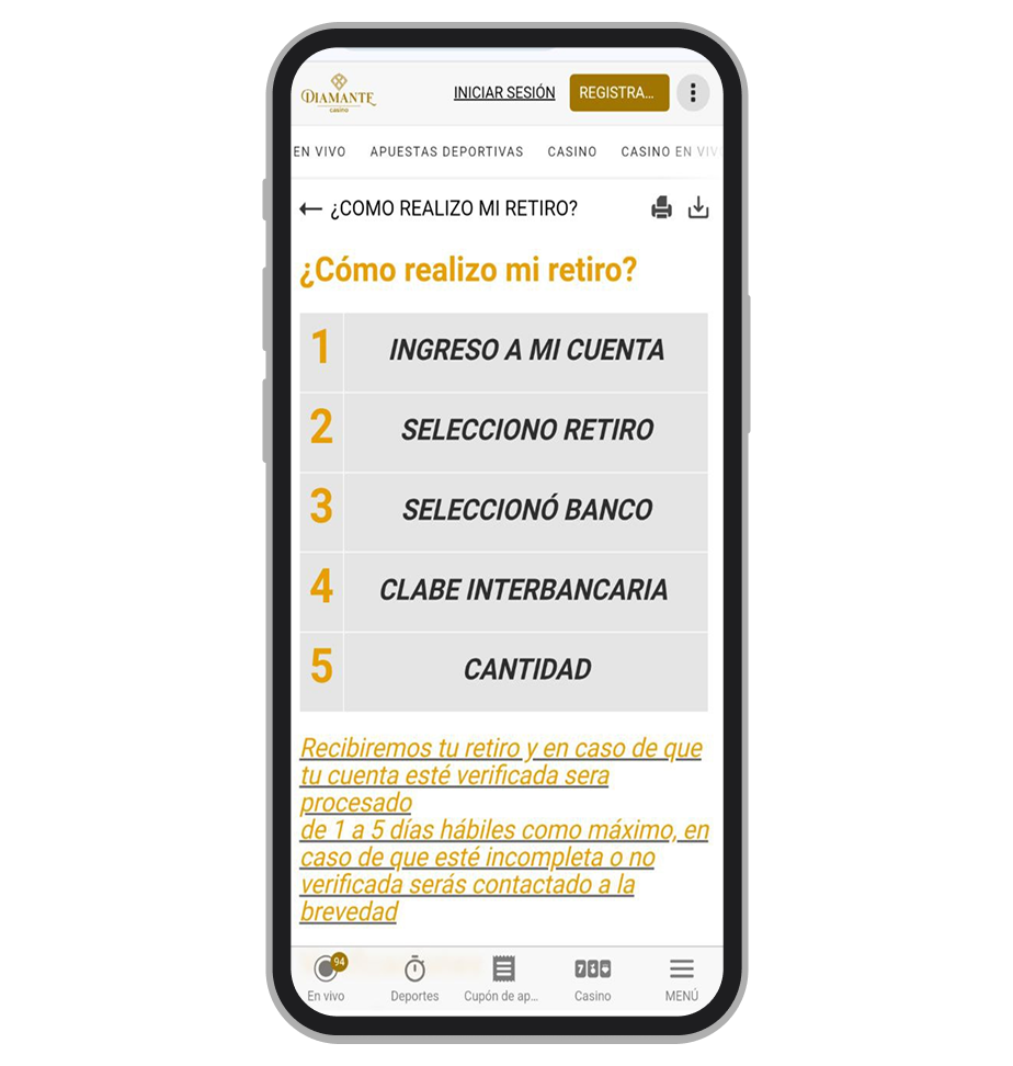 Instrucciones para retirar 