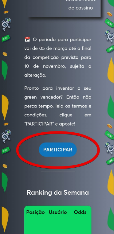 Clique em Participar na promoção Green Inventado