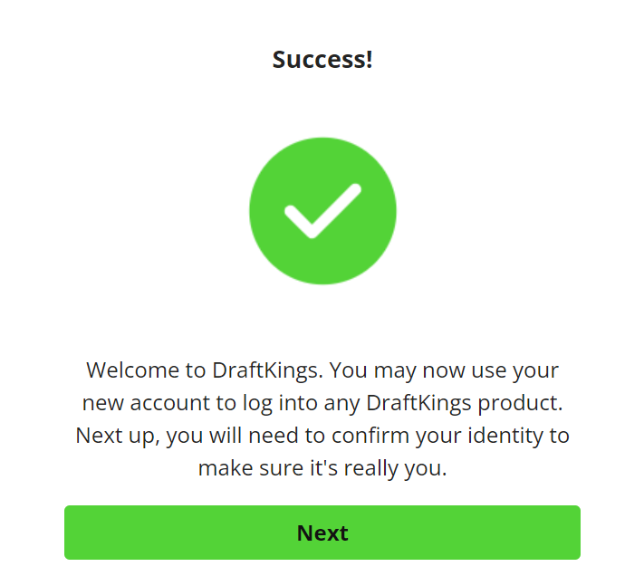 Sign-up confirmation screen