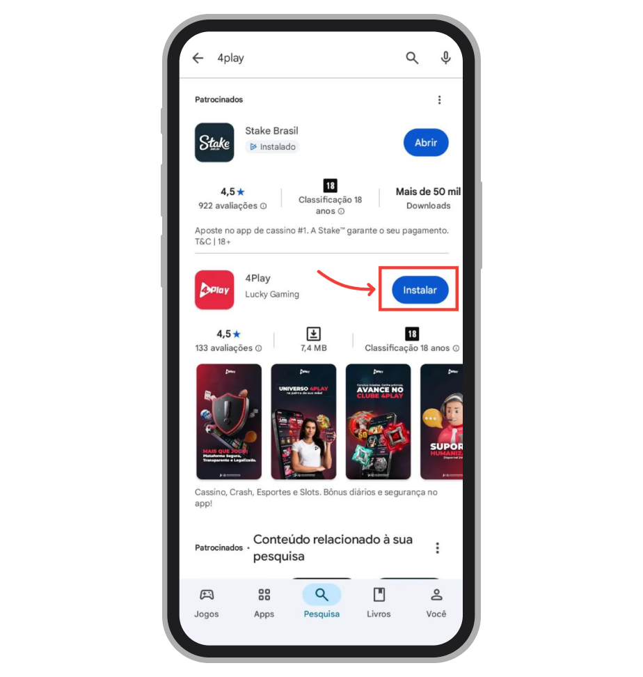 Instalação do Android App da 4Play
