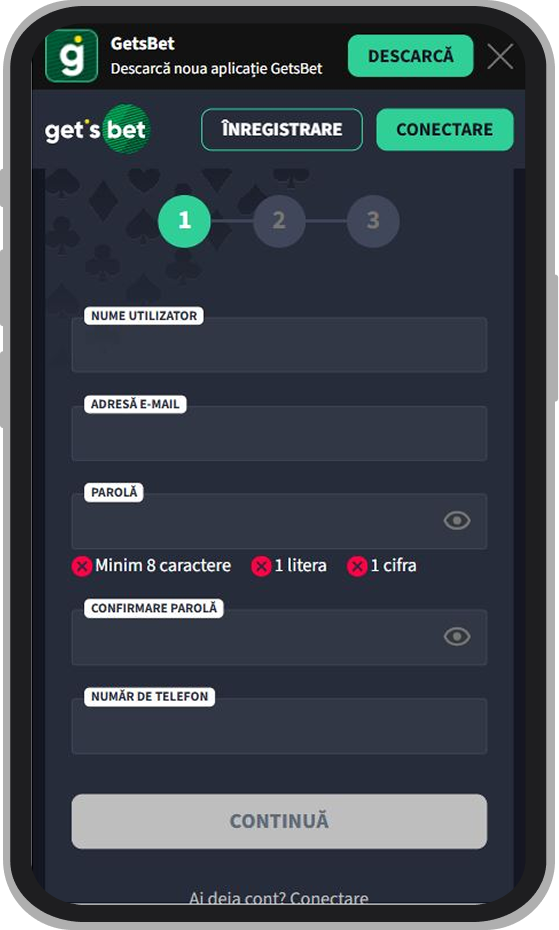 Deschiderea unui cont la Get’s Bet