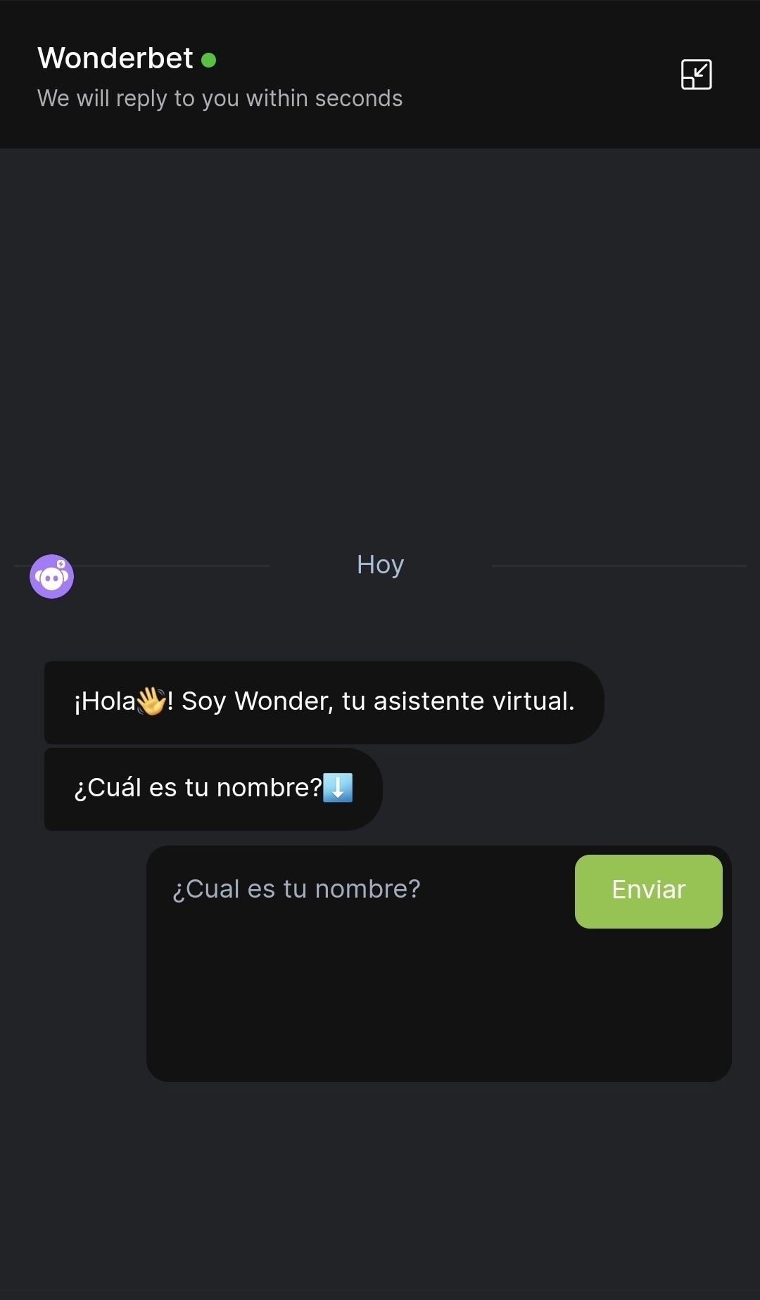 Chat en vivo de Wonderbet