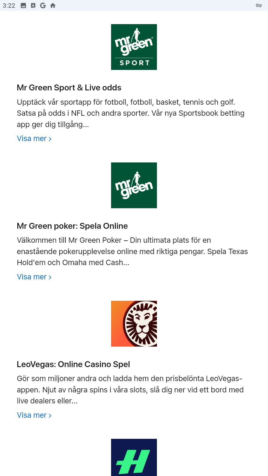 Sökresultat från App Store