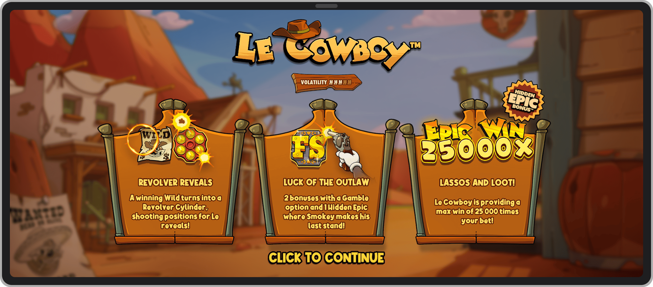 Intro screen