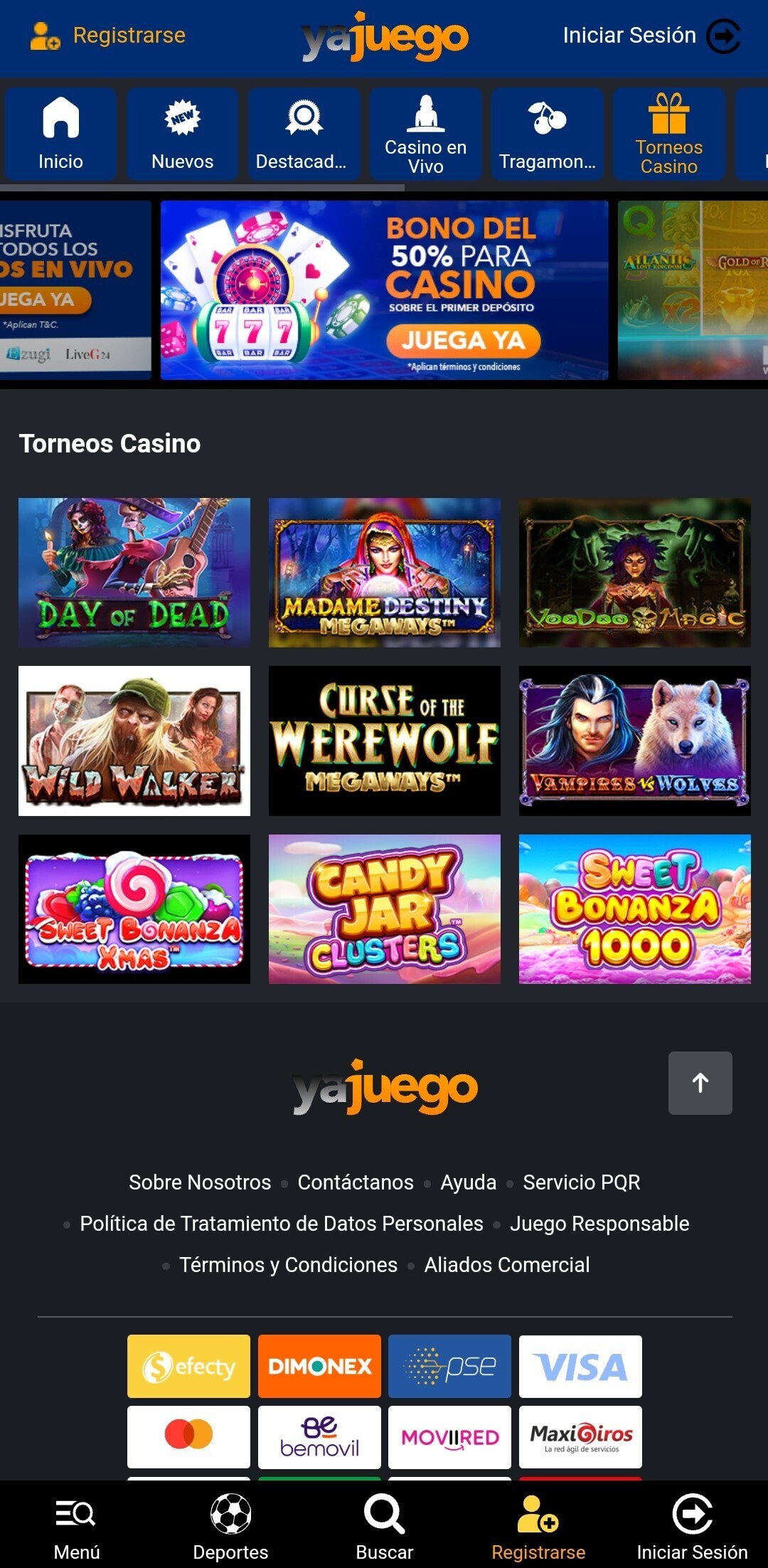 Página torneos casinos