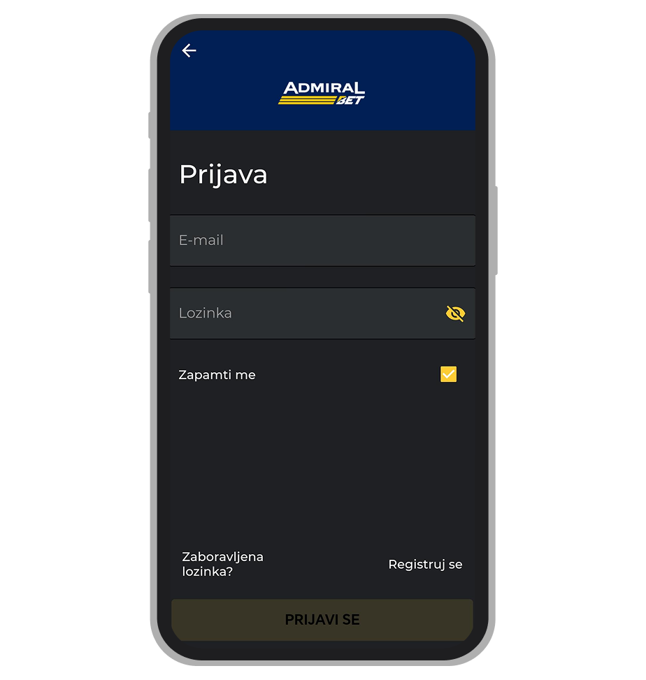AdmiralBet prijavi se putem aplikacije