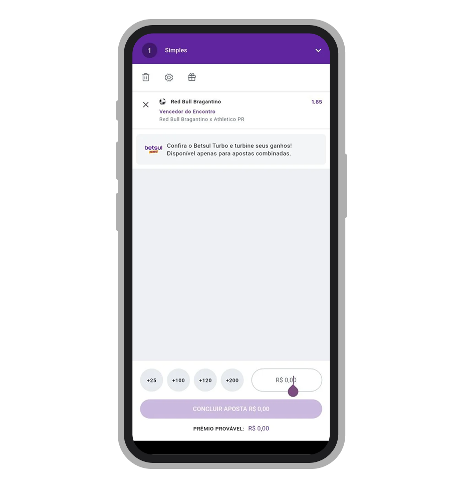 Insira o valor e toque em "Concluir Aposta" 